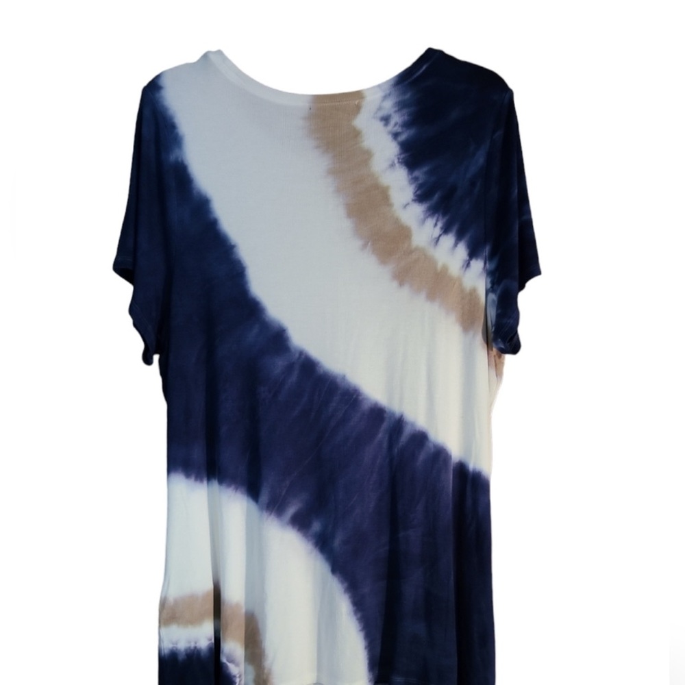 International Concepts INC Blue & Beige Sequin Tie Dye T-shirt 2X - Picture 3 of 4